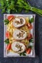 Rolled meat with champignons and cheese Royalty Free Stock Photo