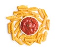 Rolled mexican nacho chips and salsa dip Royalty Free Stock Photo