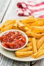 Rolled mexican nacho chips and salsa dip Royalty Free Stock Photo