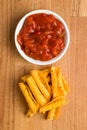 Rolled mexican nacho chips and salsa dip Royalty Free Stock Photo