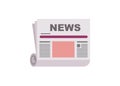 Rolled newspaper. Simple flat illustration.