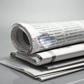 Rolled Newspaper on a Stack of Print Media Royalty Free Stock Photo