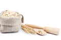 Rolled oats in a bag. Royalty Free Stock Photo