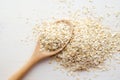 Rolled oats in a big spoon Royalty Free Stock Photo