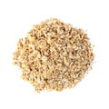 Rolled oats flakes on a white background, top view Royalty Free Stock Photo