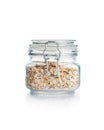 Rolled oats in glass jar Royalty Free Stock Photo