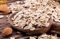 Rolled oats and nuts. Royalty Free Stock Photo