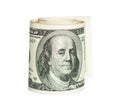 Rolled one Dolar bill Royalty Free Stock Photo