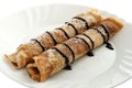 Rolled pancakes with chocolate