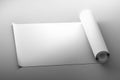 Rolled paper blank surface on gray background