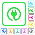 Rolled power cord vivid colored flat icons icons