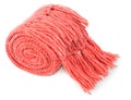 Rolled red textile scarf isolated Royalty Free Stock Photo