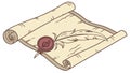 Rolled Scroll with Feather Quill & Wax Seal, Flat Design Document, vector design Generative AI Royalty Free Stock Photo