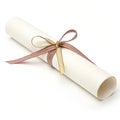 Rolled scroll with ribbon on transparent background