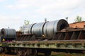 Rolled steel coil on on a freight train