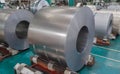 Galvanized steel sheet in coil in manufacturing, Raw material for many industries Royalty Free Stock Photo