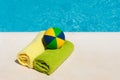 Rolled towels and toys Royalty Free Stock Photo