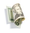 Rolled Twenty Dollar Bill Royalty Free Stock Photo