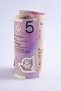 Rolled up Australian 5 dollar note Royalty Free Stock Photo