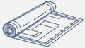 Rolled up blueprint architectural design plans illustration, vector design Generative AI Royalty Free Stock Photo