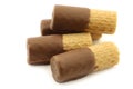 Rolled up crispy chocolate wafers Royalty Free Stock Photo