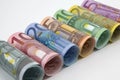 Rolled up Euro bills Royalty Free Stock Photo