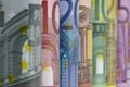 Rolled up Euro bills, close up Royalty Free Stock Photo