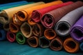 rolled up luxurious leather hides in various colors