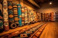 rolled up navajo rugs showcasing their patterns Royalty Free Stock Photo