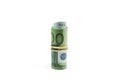 Rolled up one hundred euro bills on white. Roll of Europe paper currency Royalty Free Stock Photo