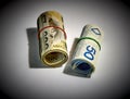 Rolled up polish money PLN - two hundred polish zloty bills isolated on a white background Royalty Free Stock Photo