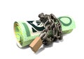 Rolled Up And Shackled Australian Dollar Notes Standing Royalty Free Stock Photo