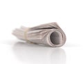 Rolled-up on white background Royalty Free Stock Photo