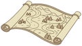 Rolled Vintage Treasure Map Scroll Vector, vector design Generative AI Royalty Free Stock Photo