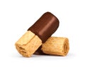 Rolled wafers in chocolate Royalty Free Stock Photo