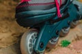 Roller blade with pink shoelace Royalty Free Stock Photo