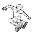 Roller blade Player Extreme Sport Cartoon Graphic Vector Royalty Free Stock Photo