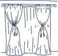 Roller blinds, tulle interior elements drawn by hand sketch doodle set separately on a white background coloring drawing Royalty Free Stock Photo
