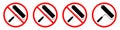 Roller brush ban sign. Painting is forbidden. Set of red prohibition signs