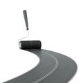 Roller brush painting road Royalty Free Stock Photo