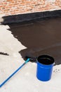 Roller brush waterproofing Royalty Free Stock Photo