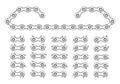 Roller Chain That Used on Bicycles and Motorcycles. Outline Style. Seamless Shapes