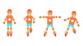 Roller character poses icons set on white background flat design template vector illustration