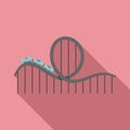 Roller coaster amusement icon, flat style