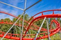 Red roller coaster against the sky Royalty Free Stock Photo