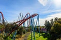 roller coaster attraction in portaventura park fun vacation concept,