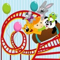 Roller coaster boy and animals Royalty Free Stock Photo