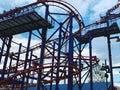 Roller coaster at cony island beach in usa.