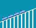Roller coaster economy. Concept business vector illustration. Teamwork, Upwards