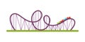 Roller coaster flat vector illustration isolated on white background Royalty Free Stock Photo